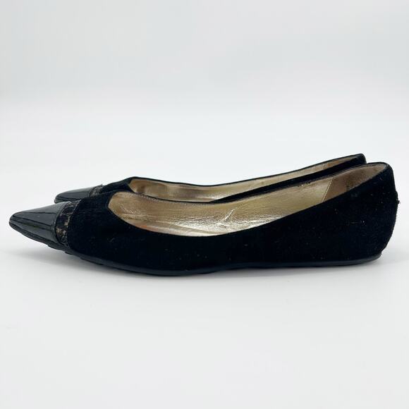 Jimmy Choo Ginny Ballet Flats Pointed Toe Patent Suede Lace Black Womens 36 (6) - Picture 5 of 12